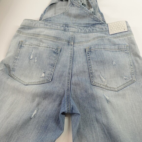 Basic House TBH Overall Womens Small Blue Denim Light Wash Crop Distressed Korea - Picture 14 of 16